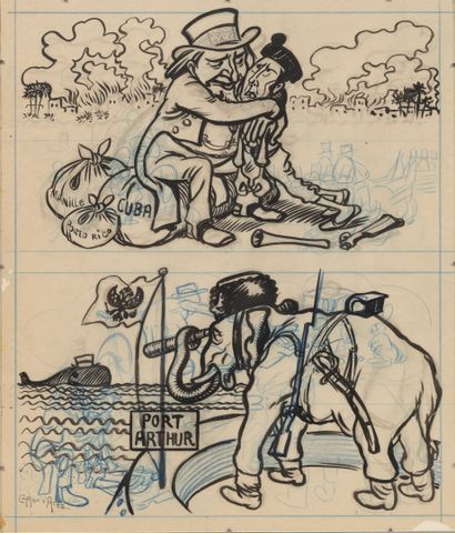 CARAN D'ACHE (1858-1909)
Deux dessins humoristiques...