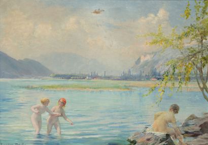 Eugène DEULLY (1860 - 1933) 
Baigneuses dans...