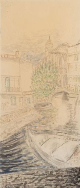 Louis TOUCHAGUES (1893-1974)
Le canal.
Encre...