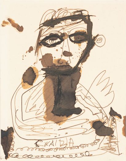 CHAIBA (1929-2004)
Portrait d'homme.
Encre...