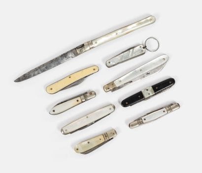 GUIGHARD
7 penknives and 2 fine knives, one...
