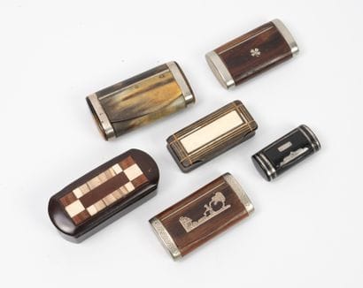 Six rectangular or oblong snuffboxes :
-...