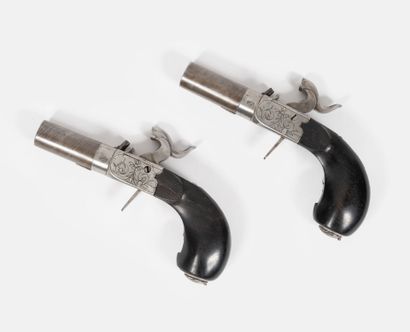 BELGIQUE, vers 1850
Pair of pocket pistols.
Forced...