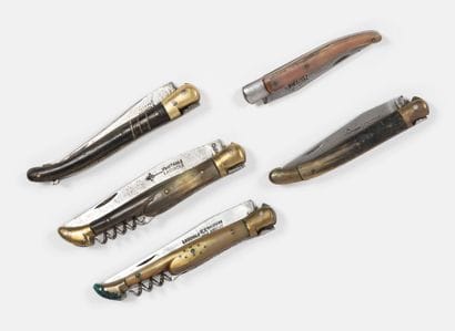 LAGUIOLE
5 pocket or shepherd's knives, signed.
With...