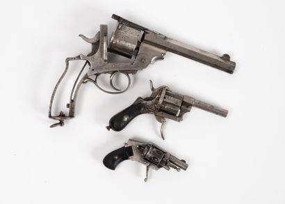 Three six-shot revolvers:
- one small pinfire.
Fluted...
