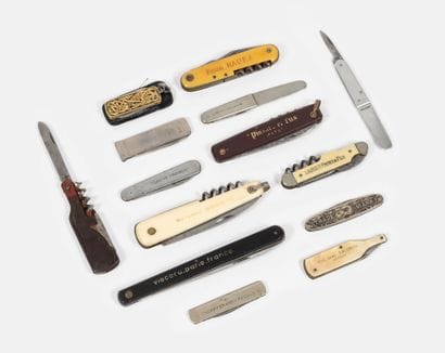11 bistro knives or letter openers, advertising...