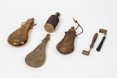 - three copper powder or lead flasks embossed...