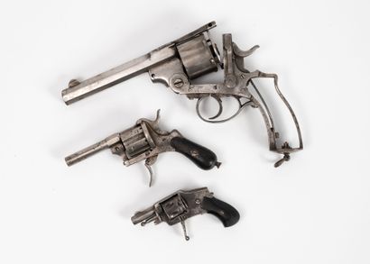Three six-shot revolvers:
- one small pinfire.
Fluted...