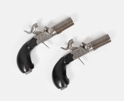 BELGIQUE, vers 1850
Pair of pocket pistols.
Forced...