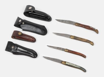 LAGUIOLE
4 pocket knives, signed.
With one...