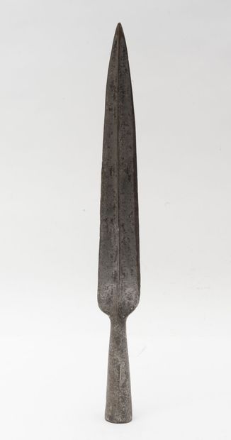 Wrought-iron double-edged spade with central...