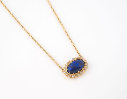 Yellow gold (750) forçat-maille pendant necklace...