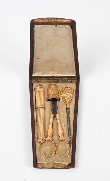Gold (750) and steel sewing set comprising...