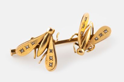 Petites broche en or jaune (750) ornée de...