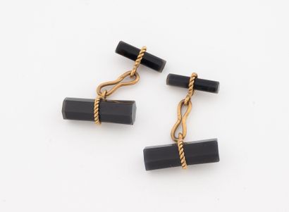 Paire de boutons de manchette en or jaune...