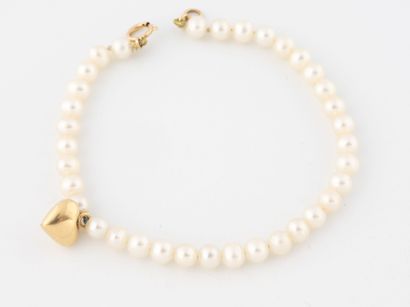 Bracelet adorned with white cultured pearls,...