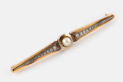 Broche barrette en or jaune (750) et platine...