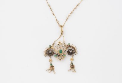 Collier et pendentif en or jaune (750), orné...