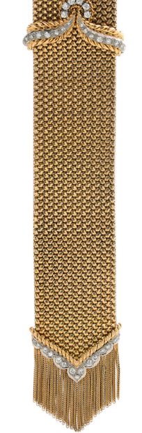 Elegant herringbone-weave belt bracelet in...