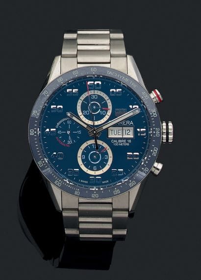 TAG HEUER “CARRERA CALIBRE 16”
Steel chronograph...