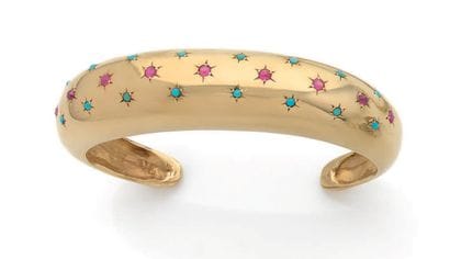 Cambered demi-jonc bracelet in yellow gold...