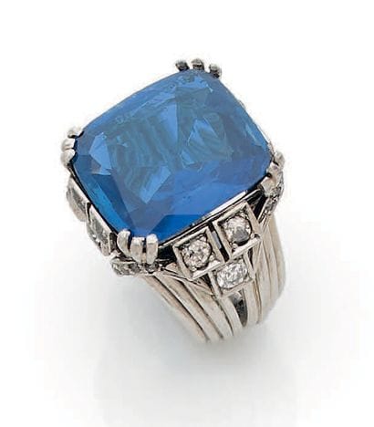 Bague de cocktail en fils de palladium, ornée...