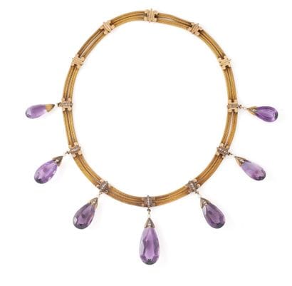 Beau collier ras de cou en or jaune (750),...