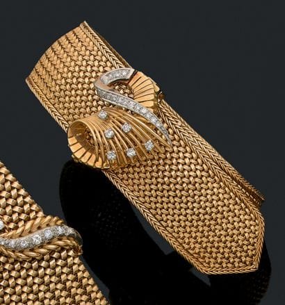 Belt bracelet in yellow and white gold (750)...