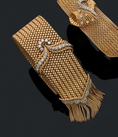 Elegant herringbone-weave belt bracelet in...