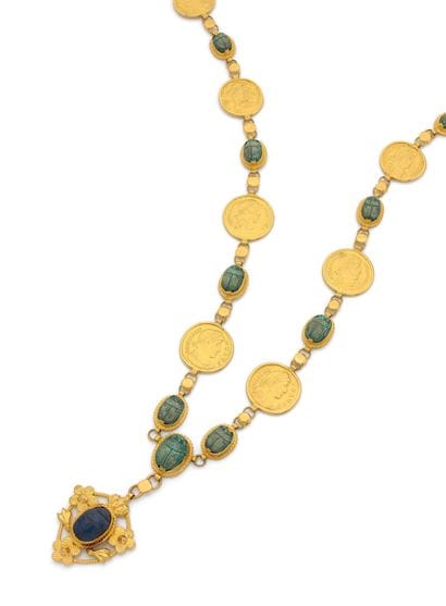 Collier en or jaune (750) à maillons pastillés...