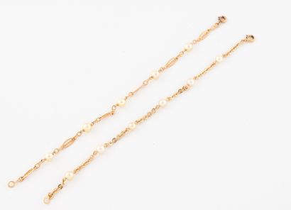 Set of two yellow gold (750) bracelets with...