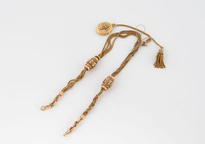 Yellow gold (750) watch chain with four rows...