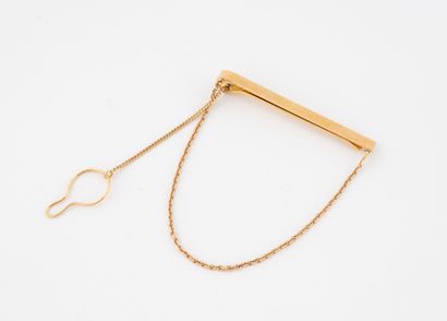 Tie clip in yellow gold (750) with compartmentalized...
