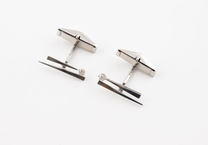 A pair of white gold (750) cufflinks set...
