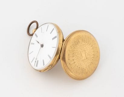 Yellow gold (750) gousset watch with case...