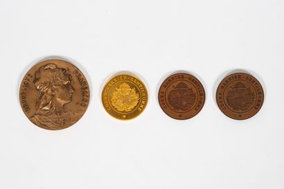 FRANCE, XIXème siècle 
Four medals in patinated...