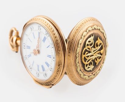 Three-tone gold (750) collar watch with engraved...