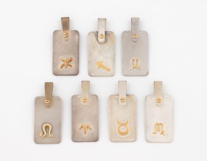 Lot of seven rectangular silver medals (800)...