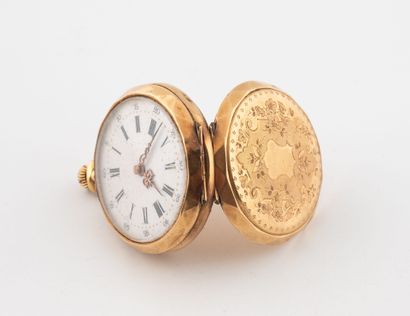 Yellow gold (750) collar watch with case...
