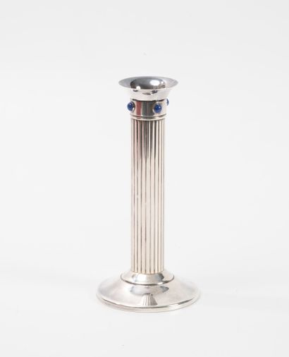 CARTIER 
Silver-plated candlestick with fluted...