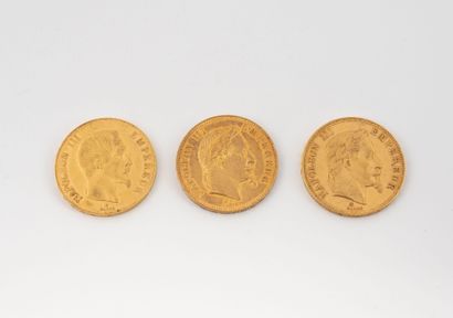 FRANCE
Lot of three 100 franc gold coins,...
