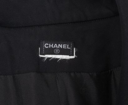 CHANEL
Black wool gabardine. 
Embroidered...