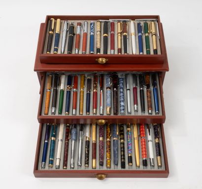 Collection of fountain pens in various designs...