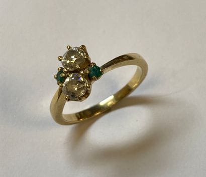 Yellow gold (750) Toi et Moi ring set with...