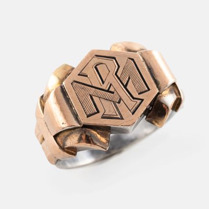 Gold (750) and silver (min.800) signet ring...