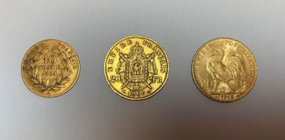 FRANCE 
Lot of three coins: 
-Two 20 Franc...