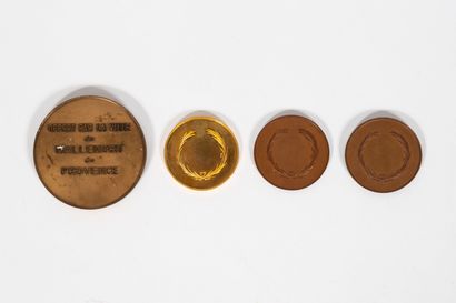 FRANCE, XIXème siècle 
Four medals in patinated...