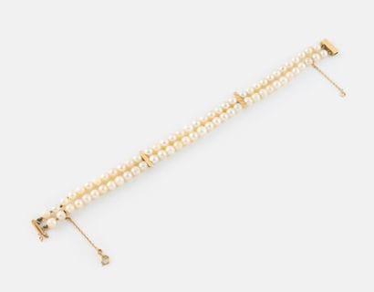 Yellow gold (750) bracelet with two rows...