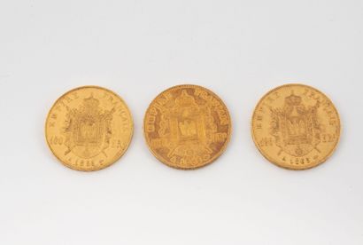 FRANCE
Lot of three 100 franc gold coins,...