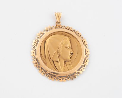 Round religious medal pendant engraved with...